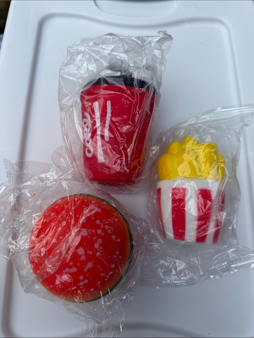 Red Soda Cup, Yellow fries & Red hamburger squishy squeezy set new